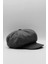Siyah Bayan Şapka Kadın Kasket Yün Flat Cap 3