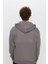 Unisex Relax Fit Rahat Kesim Pamuklu İçi Polarlı Yarım Fermuarlı Gri Kapüşonlu Sweatshirt 5