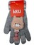 Spteks Kitti 4-8 Yaş Kız Çocuk Gri Renk Kedi Maskot Figürlü Örme Eldiven 1
