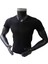 Balkonda Tişört V yaka pamuklu cotton slim fit nefes alabilen siyah yumuşak esnek modal kumaş unisex VS1-1L 1