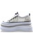 G25Y4233 Yüksek Taban Taş ve Dantel Detaylı Kadın Beyaz Şık Spor Ayakkabı 2