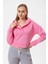 V Yaka Kapüşonlu Uzun Kollu Crop Fit Kadın Sweatshirt Hoodie 2