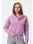 V Yaka Kapüşonlu Uzun Kollu Crop Fit Kadın Sweatshirt Hoodie 2