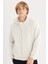 Boxy Fit Dik Yaka Baskılı İçi Yumuşak Tüylü Fermuarlı Sweatshirt E1367AX25SP 1