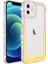 Apple iPhone 11 Kılıf Simli ve Renk Geçiş Tasarımlı Lens Korumalı Park Kapak-Pembe-Sarı 1