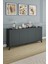 AE-2056 Akel Antrasit 4 Kapaklı Geniş Konsol 180 cm Ayaklı,raflı, Yemek Odası, Tv Sehbası, Modern, 1
