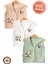Unisex Bebek Baykuş Baskılı Organik Pamuklu 3-6-9 Ay 3lü Penye Bebek Yelek Set 1
