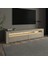 Batı LED Işıklı 2 Kapaklı Tv Ünitesi Tv Sehpası Traverten 2