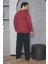 Erkek Bordo Yazı Desenli Iki Iplik (Kışlık) Pijama Takımı 3