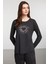 Kadın Kalp Desenli Pijama Takım Antrasit 3