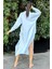 Kadın Bebe Mavi Oversize, Rahat Kesim, Cepli, Uzun Müslin Elbise 4
