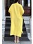 Kadın Sarı Oversize, Rahat Kesim, Cepli, Uzun Müslin Elbise 5