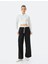 Slim Fit Uzun Kollu Klasik Yaka Crop Fermuarlı Beyaz Kadın Gömlek 5sak60136pw 2