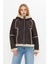 Hakiki Nubuk Deri Kapüşonlu Oversize Kadın Mont - Içi Kürklü - Kahverengi 65 cm - 115522 4