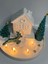 Yılbaşı Tealight Mumlu Ev Mumluk, Tabak, 2 Adet Çam Ağacı Mum, Inci Tozu Mum Seti 1