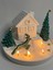 Yılbaşı Tealight Mumlu Ev Mumluk, Tabak, 2 Adet Çam Ağacı Mum, Inci Tozu Mum Seti 2