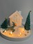 Yılbaşı Tealight Mumlu Ev Mumluk, Tabak, 2 Adet Çam Ağacı Mum, Inci Tozu Mum Seti 3