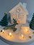 Yılbaşı Tealight Mumlu Ev Mumluk, Tabak, 2 Adet Çam Ağacı Mum, Inci Tozu Mum Seti 4