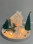 Yılbaşı Tealight Mumlu Ev Mumluk, Tabak, 2 Adet Çam Ağacı Mum, Inci Tozu Mum Seti 5