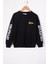 Siyah Sırtı Play Baskılı Bisiklet Yaka Erkek Çocuk Sweatshirt 19664 1