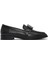 Kadın Siyah Tokalı Deri Maskülen Loafer 25SFD182418 1
