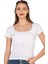 Özkan 27419 Kadın Pamuklu Rahat Kısa Kollu Süprem Kumaş Kare Yaka Crop T-Shirt 1