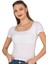 Özkan 27419 Kadın Pamuklu Rahat Kısa Kollu Süprem Kumaş Kare Yaka Crop T-Shirt 3