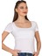 Özkan 27419 Kadın Pamuklu Rahat Kısa Kollu Süprem Kumaş Kare Yaka Crop T-Shirt 4