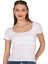 Özkan 27419 Kadın Pamuklu Rahat Kısa Kollu Süprem Kumaş Kare Yaka Crop T-Shirt 5