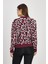 24342 Leopar Detay Triko Kazak Bordo 5