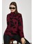 24371 Şardonlu Dik Yaka Leopar Kazak Bordo-Siyah 1
