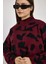 24371 Şardonlu Dik Yaka Leopar Kazak Bordo-Siyah 4