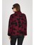 24371 Şardonlu Dik Yaka Leopar Kazak Bordo-Siyah 5