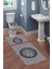 Yıkanabilir Kaymaz Tabanlı Modern Desenli 3'lü Klozet Takımı Banyo Paspas Seti APL02 1