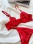 Kırmızı Kadın Nude Dantelli Bralet Südyen Kilot Takım 3