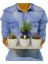 3'lü Trio Lavanta ve Sukulent Flora Set & Beton Saksı Canlı Çiçek Hediye 3