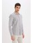 %100 Pamuk Modern Fit Polo Yaka Çizgili Uzun Kollu Gömlek E5046AX25SM 4
