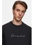 Slim Fit Siyah Düz Sweatshirt 2