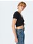 Büzgülü Slim Fit V Yaka Kısa Kollu Crop Tişört 1