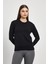 Siyah Bisiklet Yaka Kol Düğmeli Kadın Triko Kazak 2455 3