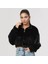 Önü Fermuar Detaylı Kürklü Kadın Sweatshirt - Siyah Siyah - S 5