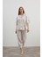Kadın Plus Size Pamuklu Gömlek Midi Pijama Takımı 1