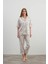 Kadın Plus Size Pamuklu Gömlek Midi Pijama Takımı 3