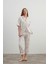 Kadın Plus Size Pamuklu Gömlek Midi Pijama Takımı 5
