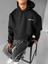 Erkek Oversize Made In Hell Baskılı Premium Kapüşonlu Sweatshirt Siyah 4