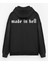 Erkek Oversize Made In Hell Baskılı Premium Kapüşonlu Sweatshirt Siyah 1