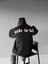 Erkek Oversize Made In Hell Baskılı Premium Kapüşonlu Sweatshirt Siyah 3