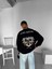 Erkek Oversize Yuvarlak Yaka Nakışlı Sweatshirt Siyah 1
