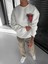 Erkek Oversize Desen Yamalı Sweatshirt Ekru 2