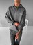 Erkek Rahat Kalıp Baskılı Polo Yaka Sweatshirt Gri 3